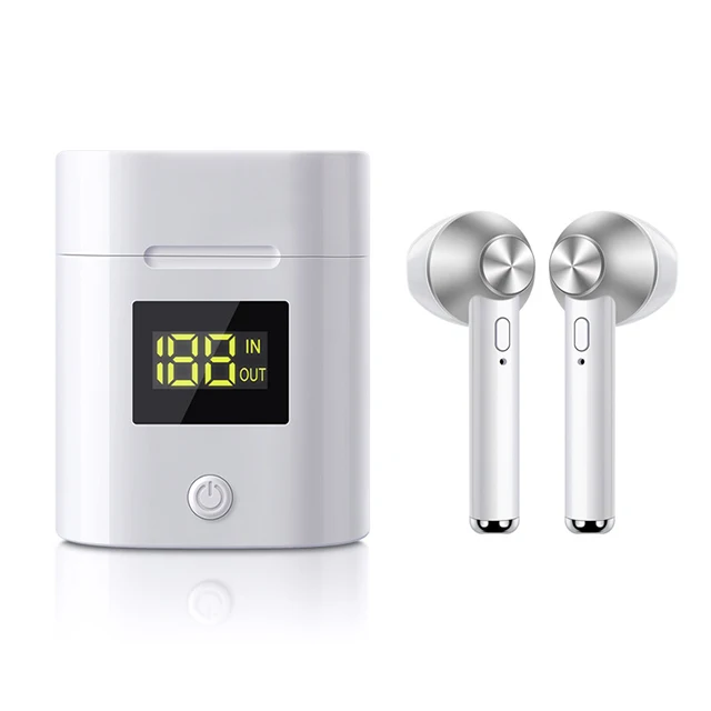 Silver D019 TWS Bluetooth наушники 3D стерео гарнитура Bluetooth 5,0 бинауральный звонок светодиодный цифровой дисплей зарядная коробка беспроводные наушники - Цвет: Silver