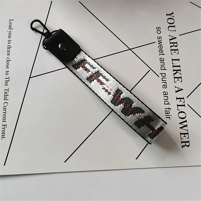 Off White брелок с лентой женский чехол для телефона цепочка для ключей бумажник porte clef для сумки брелок llaveros mujer sleutelhanger chaviro - Цвет: Silver  short