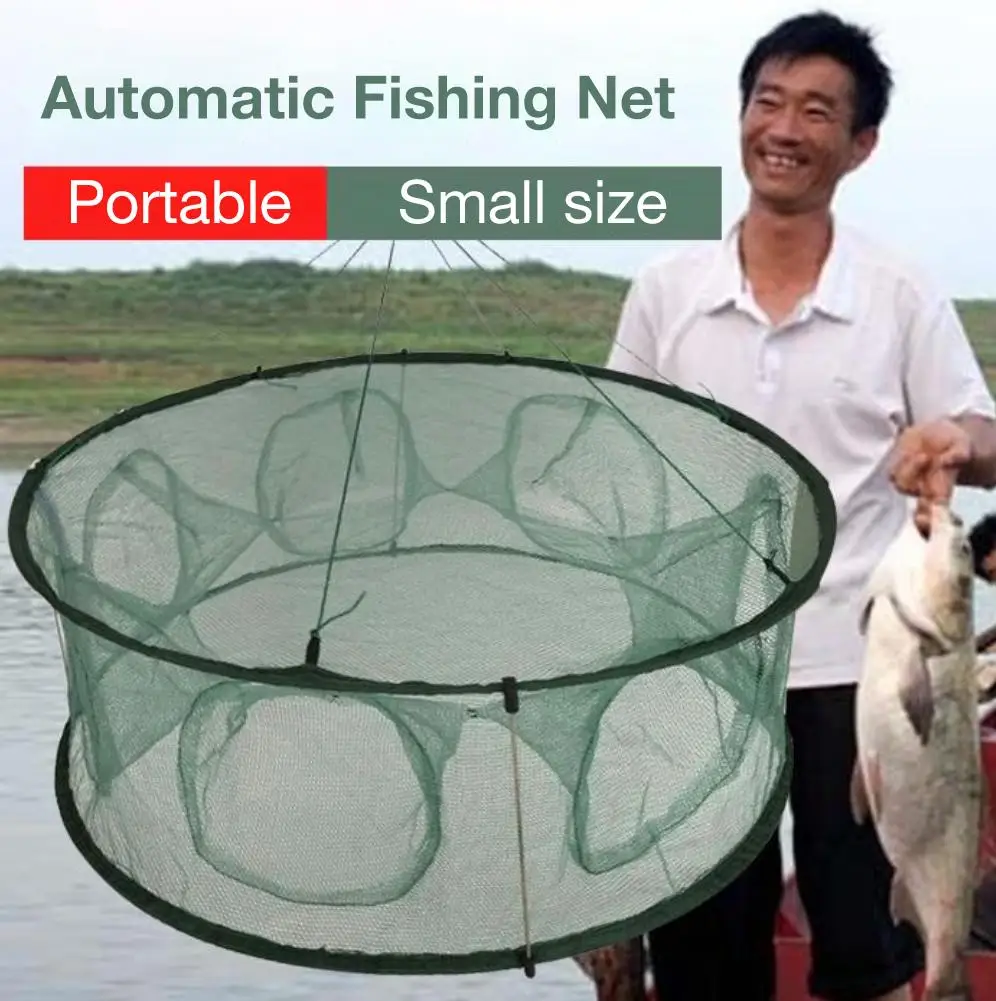 Fishing Net Automatic Fish Net Fishing Tools Round With Support Rod Great For Catching Odors Salmon Mackerel Crab Lobster Shrimp