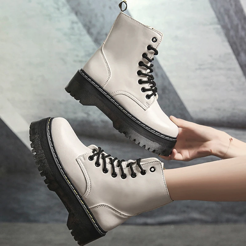 Фирменный дизайн женские ботинки Зимние ботильоны на молнии обувь платформе со