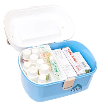 

AA Combination Lock Box for Medication Compartments Medicine Storage Box First Aid Box