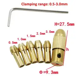 7 шт./компл. латунь сверлильный патрон комплект 0,5-3,0 мм сверлильный патрон подходит для микро-витой сверлильный патрон хобби модель