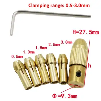 

7 Pieces/set Brass Drill Chuck Set 0.5-3.0 Mm Twist Drill Chuck Suitable for Micro-Twisted Drill Chuck Hobby Model Tool