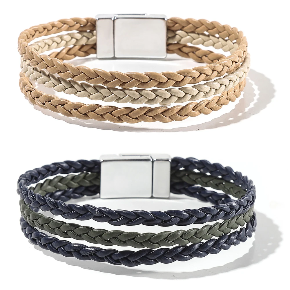 WYBU 41 Chakra Bracelet for Women with Colorful Stone Leather Wrap Healing Bead Bracelet Megnet Snap Boho Braclet Femme Jewelry