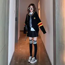 

Autumn/Winter Sets Women Set Japanese Shirt + Sweater + Skirt + Tie +Sock Preppy Style Girl Sweet Set