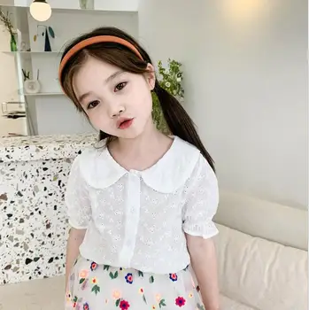 

2020 New Style Baby Girls Blouse Cotton Summer Short Sleeve Kids Girls Shirts 1-7 Years