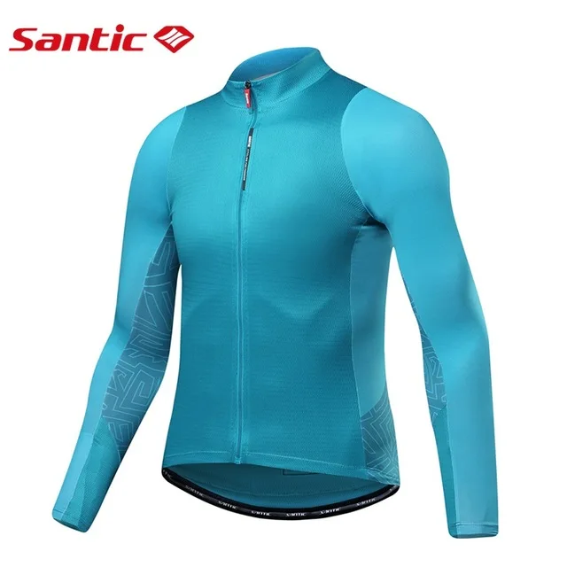 Only Jersey-Blue Santic PRO мужские велосипедные комплекты с длинным рукавом, велосипедные Джерси с подкладкой из губки для горного велосипеда, велосипедные штаны с УФ защитой от солнца, велосипедные штаны - Цвет: Only Jersey-Blue