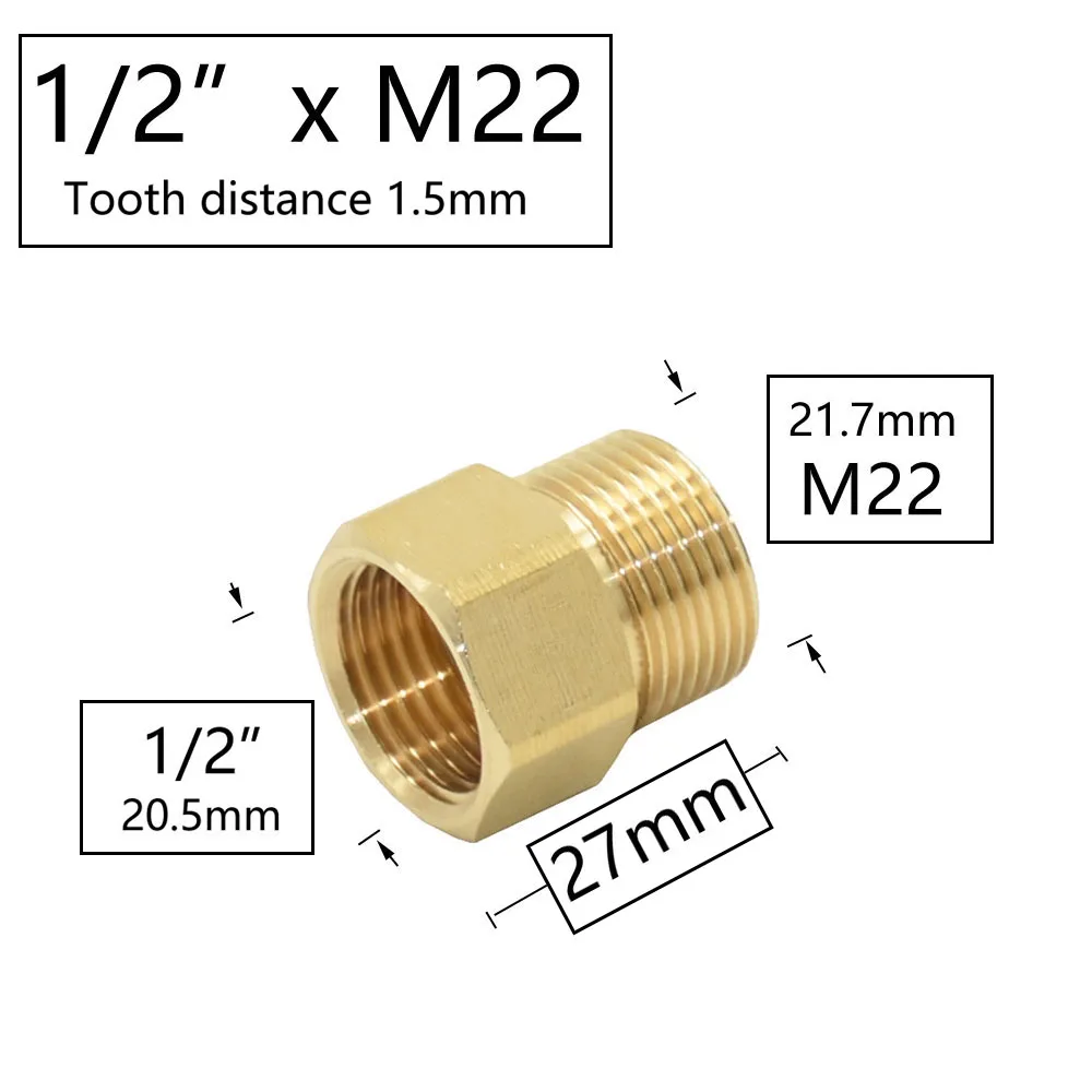 1/2 Inch M14 M18 M22 3/8" Thread Connector Brass Pipe Repair Extension Reducing Coupler Faucet Bubbler Copper Fittings 1pcs raised bed drip watering kit Watering & Irrigation Kits