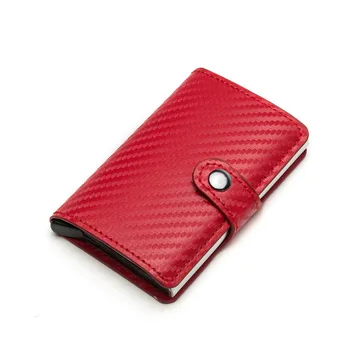 

RFID Men Credit Card Holder RFID Blocking PU Leather Men Wallet Purse Automatic Business ID Card Holder Aluminum Wallet