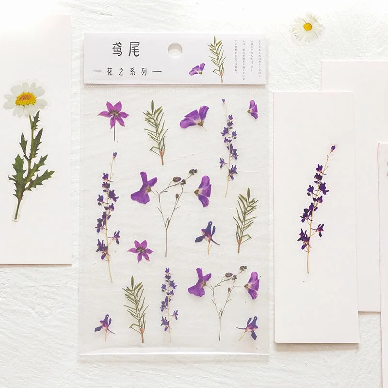 Stickers Flowers Leaves Plants Stickers Lable Transparent PET for Scrapbooking Diary Journal Decorative DIY Material Decorative Stickers Floral Stickers