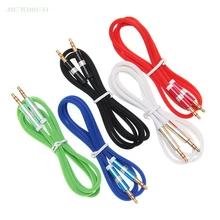 Stripe pure color Audio Aux Cable Jack 3 5 mm Male to Male For iPhone Car Headphone Speaker Wire Line wholesale 50pcs lot