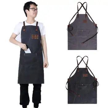 

Vintage Adjustable Unisex Canvas Apron Waterproof Kitchen Working Accessory unisex Waiter Cafe Shop BBQ Apron