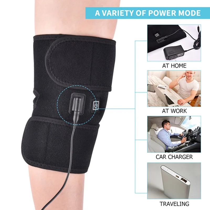 Electric Heated Knee Pad Arthritis Pain Relief Warm Therapy Legs Wrap Knee Support Brace K2 photo