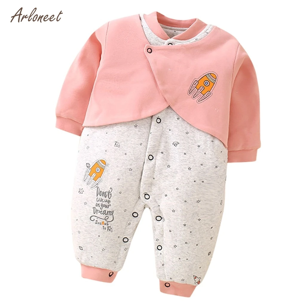 

ARLONEET newborn baby girl winter clothes Print Patchwork Romper Jumpsuit baby girl long sleeve romper costume for baby girls