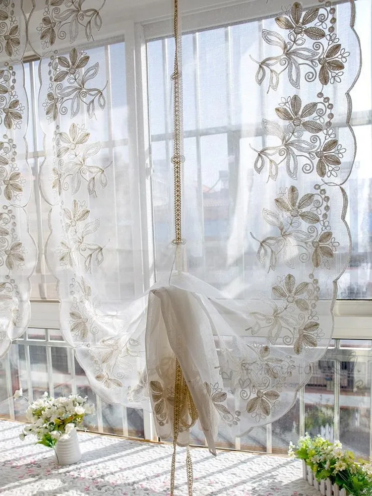 

Кружевная занавеска с вышивкой в европейском стиле, легсветильник Тюлевая ткань для украшения гостиной, балкона, дома