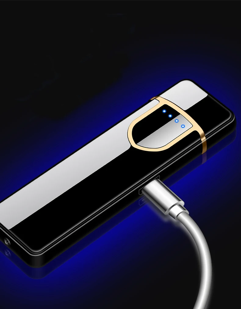 Сенсорный индукционный ветрозащитный электронный тонкий USB прикуриватель пользовательский металлический тонкий Edc пожарный стартер Ms. Charging зажигалка