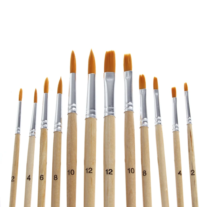 

12Pcs Brush Set for Art Painting Oil Watercolor Drawing Craft Tool DIY Kid Child 634B