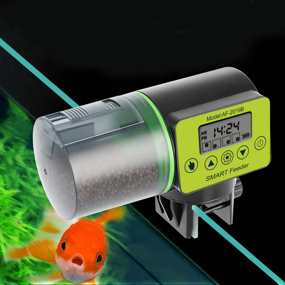 

Behogar Automatic Fish Food Dispenser Battery-Operated Intelligent Timer Auto Feeder for Turtle Pond Aquarium Fish Tank 200ml