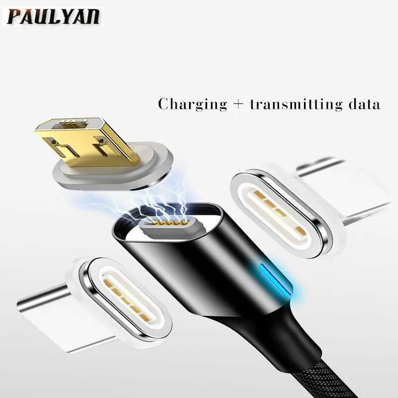 1 м Магнитный кабель Micro USB Type C для iPhone 7 8 Samsung Redmi Быстрая зарядка зарядный шнур