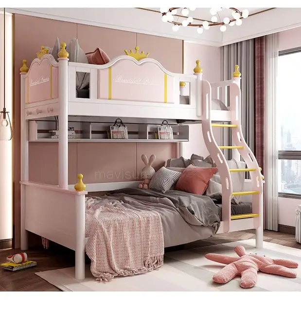 Cama de princesa con tobogán y casillero, muebles de dormitorio modernos de  estilo europeo para niños, castillo de estilo lujoso para niñas, como cama  para niños - AliExpress