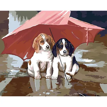 

GATYZTORY Puppy Paint By Numbers For Adults Children DIY HandPainted Animals Oil Painting Kill Time Home Decoration Unique Gift