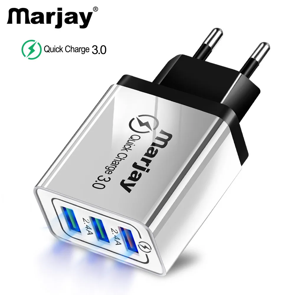 

Marjay Quick Charge 3.0 USB Charger 30W QC3.0 QC Turbo Fast Charging Multi Plug Mobile Phone Charger for iPhone Samsung Xiaomi