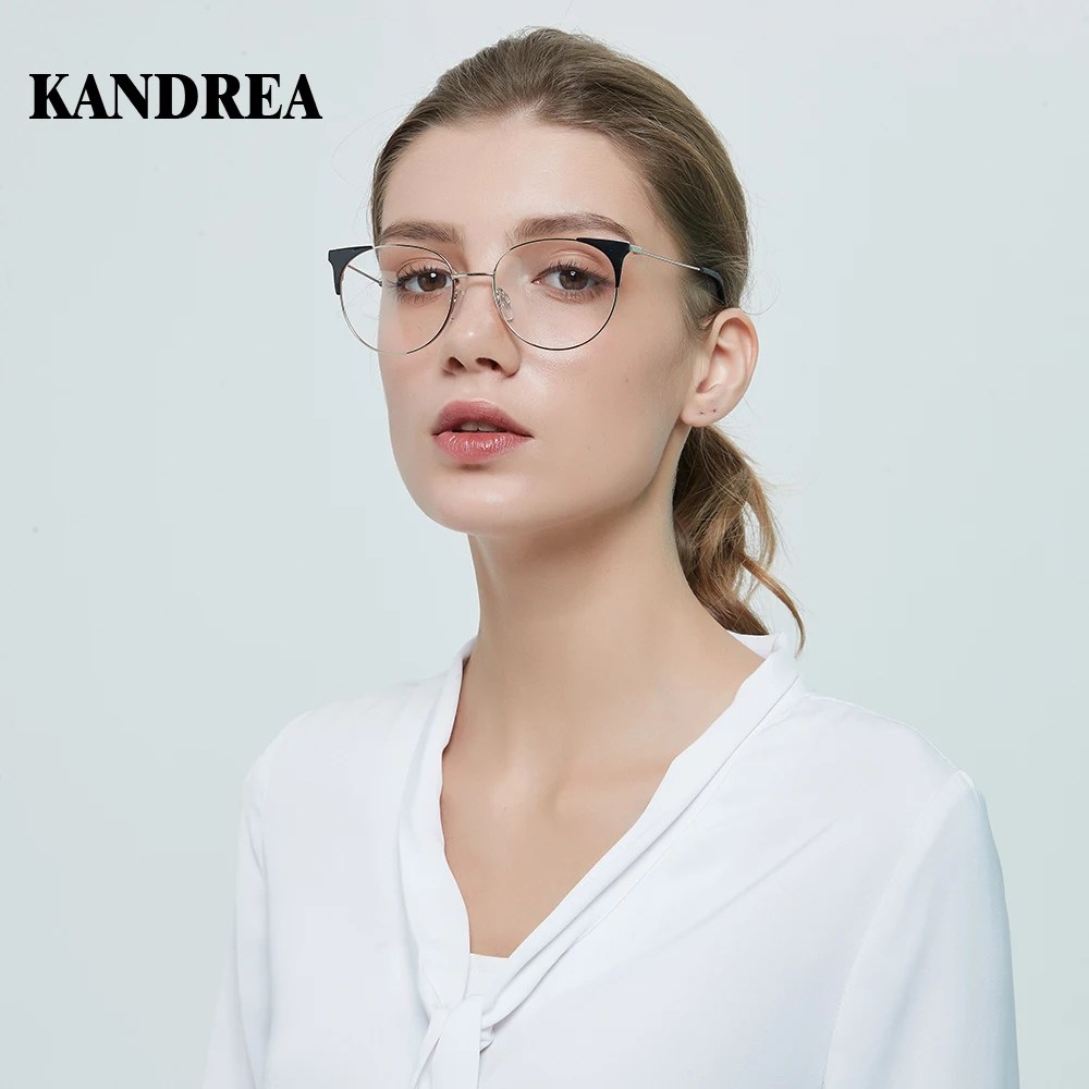 Kandrea Модные индивидуальные очки оправа Черное золото женские кошачий глаз очки в большой оправе