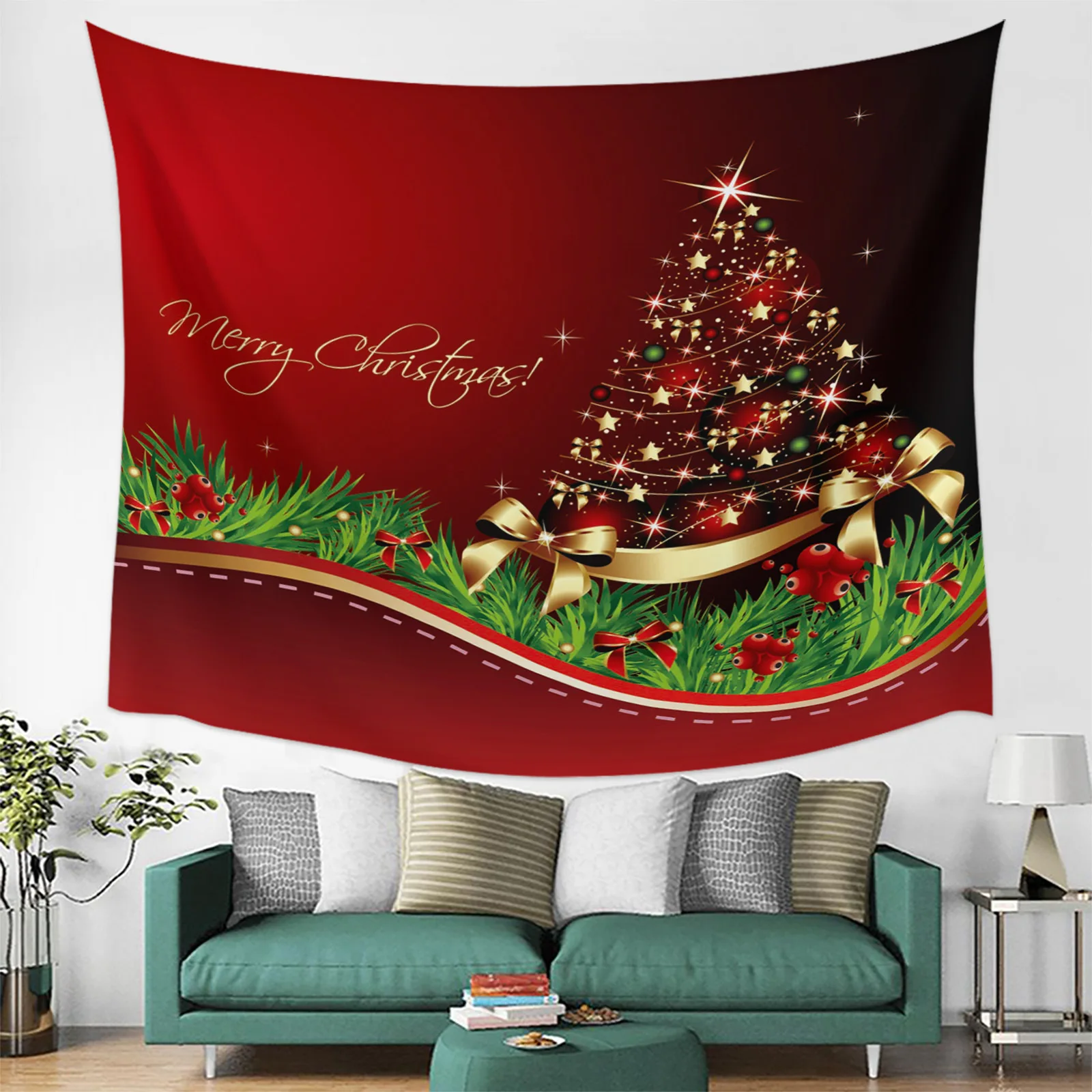 

New Christmas tree tapestry 3D digital printing decorative hanging net red ins background cloth