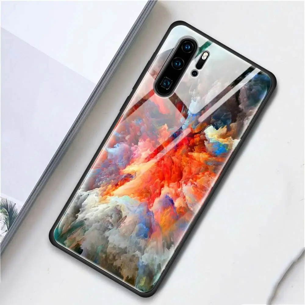 Чехол для телефона из закаленного стекла для huawei mate 10 20 Lite Pro Чехол для Honor 8X 9X 9X Pro задний корпус синий светильник - Цвет: T16