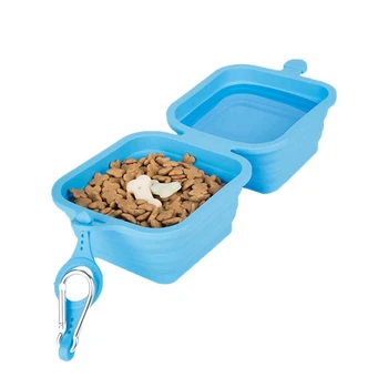 

Pet Silicone Outdoor Feeder For Dog Cat, Foldable Double Bowls With Clip Travel Feeder Puppy Water Drikning And Food Dispenser