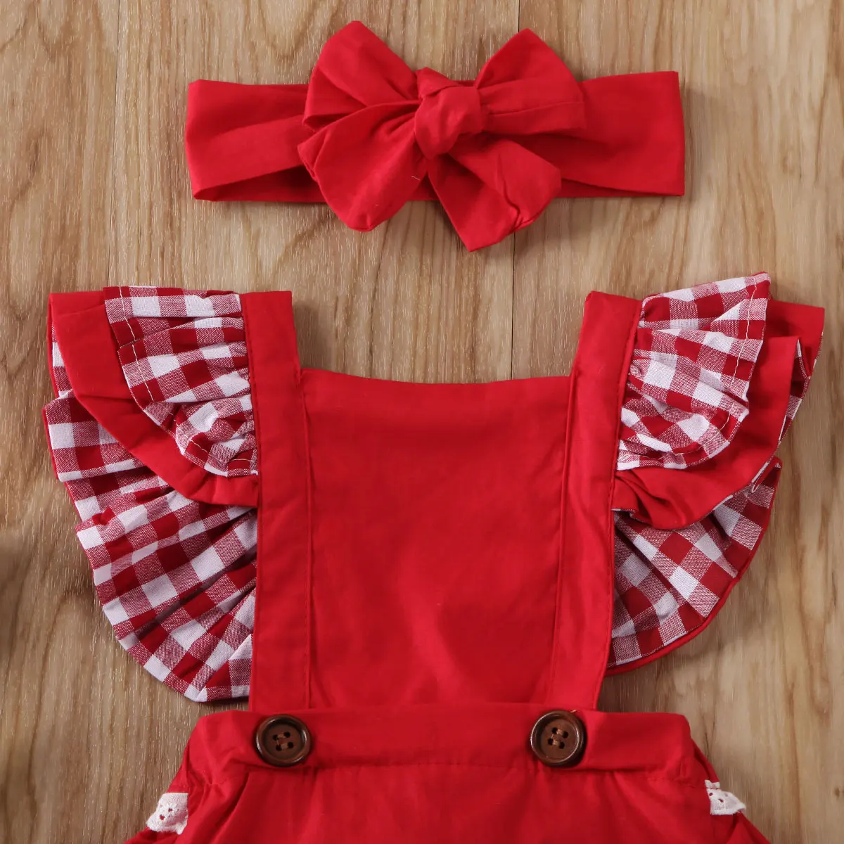 Брендовый милый комбинезон для новорожденных, Рождественская одежда для маленьких девочек, клетчатый комбинезон с оборками, комбинезон, комплект одежды, повязка на голову