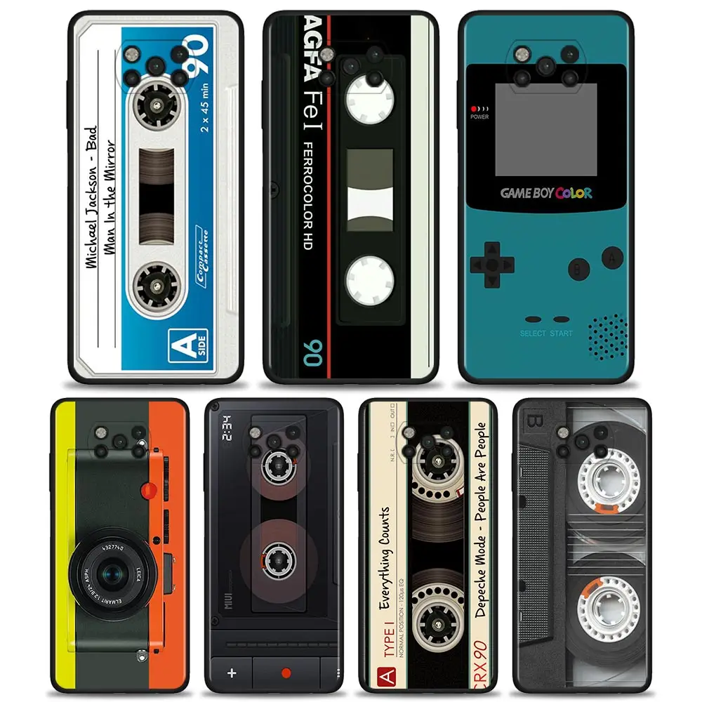 Back Case for Xiaomi Poco X3 NFC X3 F3 M3 TPU Cover for Redmi Note 8 8T 9 9T 9S 10 Pro Phone Cover Vintage Tape Camera Gameboy