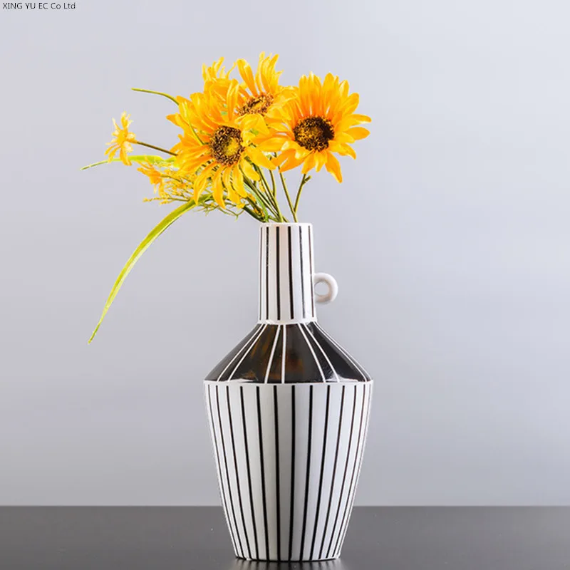 Simple Modern Ceramic Vases Striped Vases Living Room Flower Arrangements Home Decorations Simple Modern Ceramic Vases Striped Vases Living Room Flower Arrangements Home Decorations