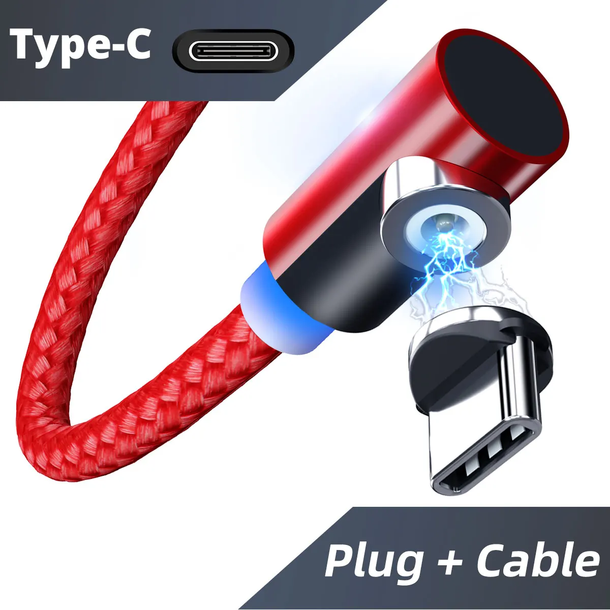 GUUGEI Магнитный кабель Micro usb type C адаптер зарядное устройство 90 градусов быстрая зарядка игровая зарядка провод для iPhone XS Max xiaomi note8 - Цвет: type c cable