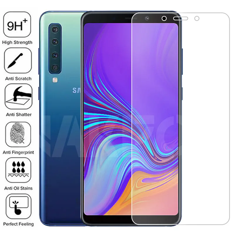 En venta 9H vidrio templado para Samsung Galaxy A5 A7 A9 J2 J8 2018 Protector de pantalla A6 A8 J4 J6 Plus 2018 funda protectora película de vidrio caso bWwnMGEwBoy