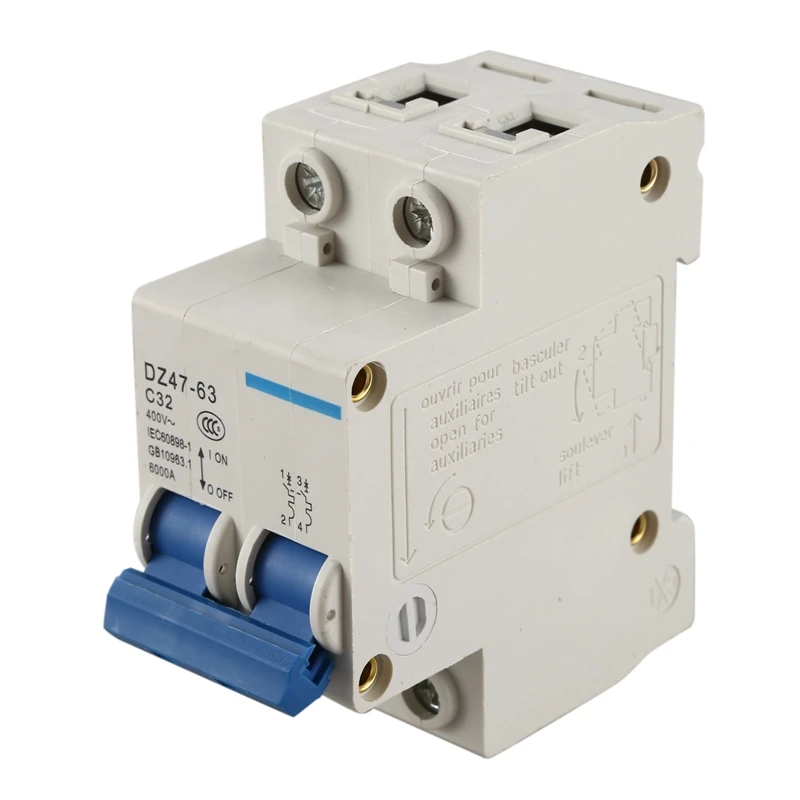 HHO-DZ47-63 C32 AC 400V 32A 6000A 2 полюса DIN рейку миниатюрный выключатель