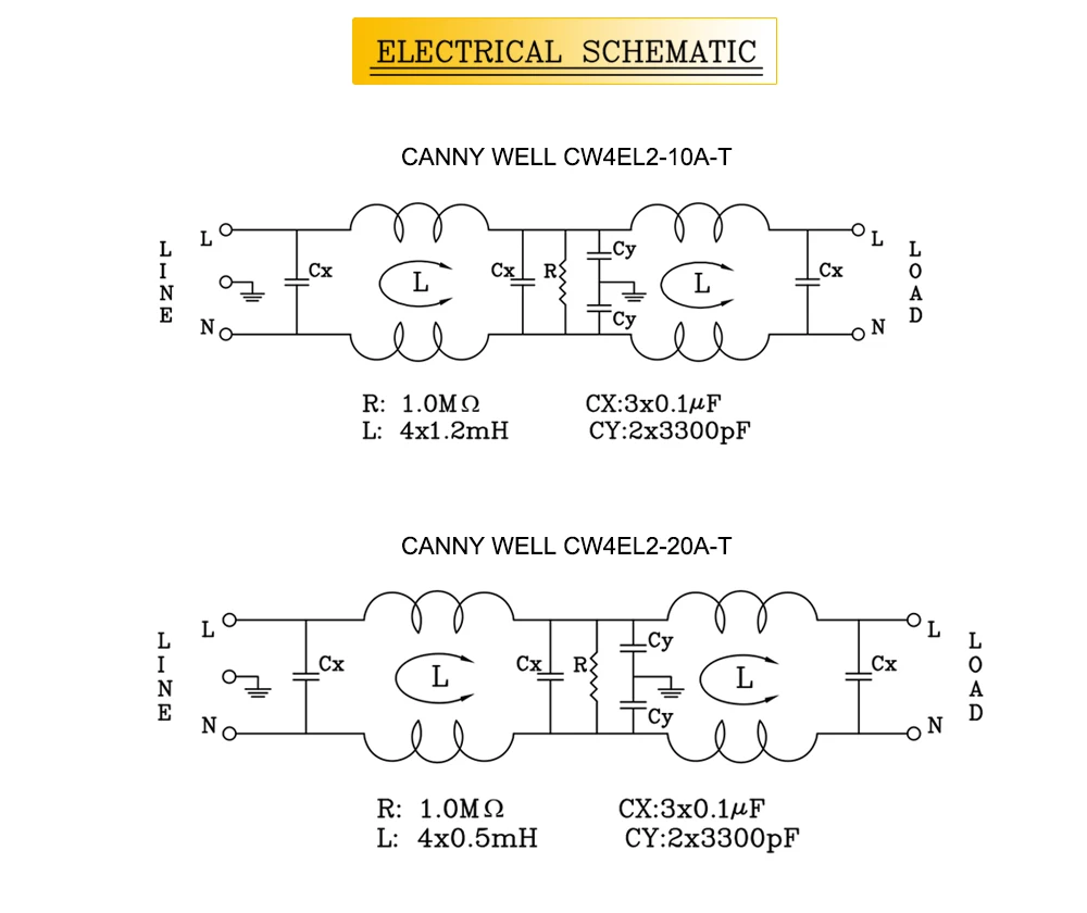 Cloudray Мощность EMI фильтр CW4L2-10A-T/CW4L2-20A-T Однофазный AC 115 V/250 V 20A 50/60 Гц