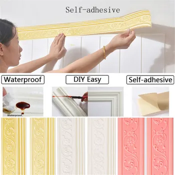 

3D stereo wall stickers Waist Lines Self -Adhesive Waterproof Removable Wall Border Stickers for Home Decoration