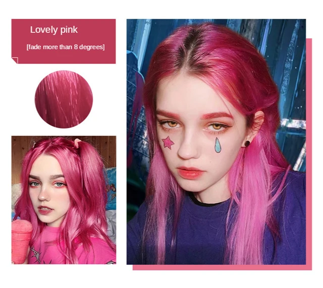 500ml Hair Dye Cream Fashion Blue Hair Waxing Mud DIY Temporary Styling Hair Color Cream No Damage Easy Wash Purple Hair Dye Wax Lovely Pink
