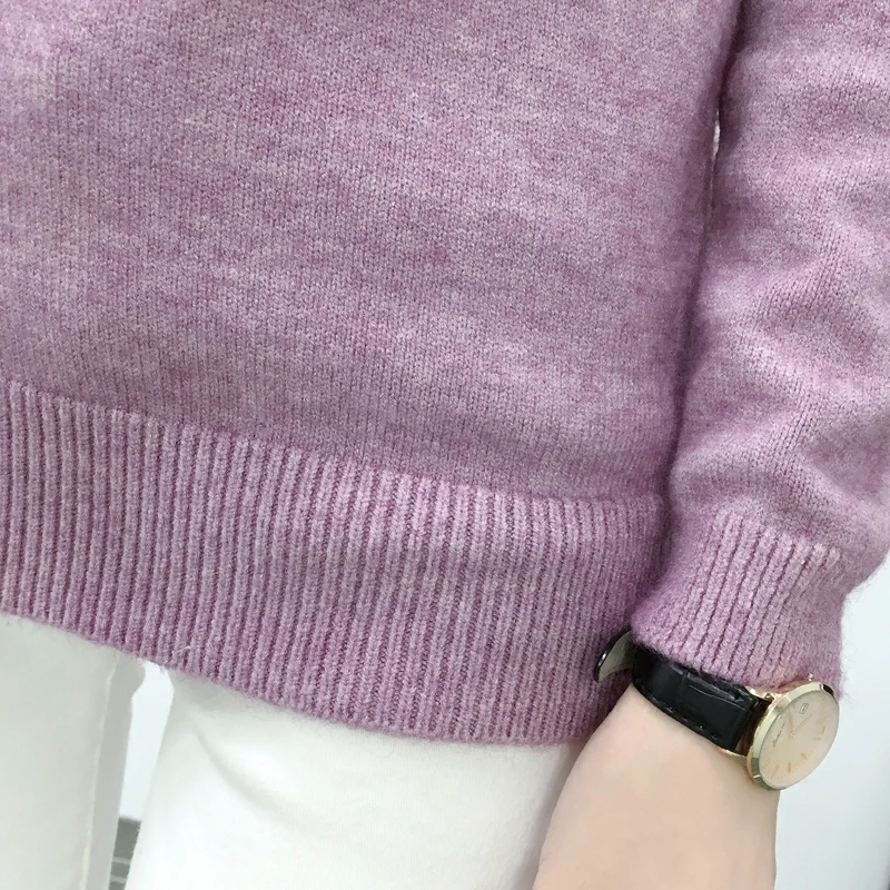 OHCLOTHING свитера и пуловеры для женщин осень зима однотонная трикотажная водолазка женская Повседневная Эластичная Свободная куртка Femme