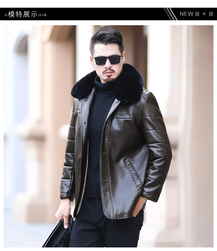Новое пальто из овчины размера плюс 6XL, мужская куртка из натуральной кожи, Высококачественная кожаная куртка с воротником из меха енота