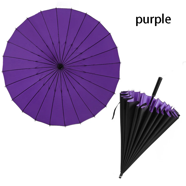 Paraguas de lluvia de calidad para hombres 24K fuerte doble a prueba de viento - Цвет: purple
