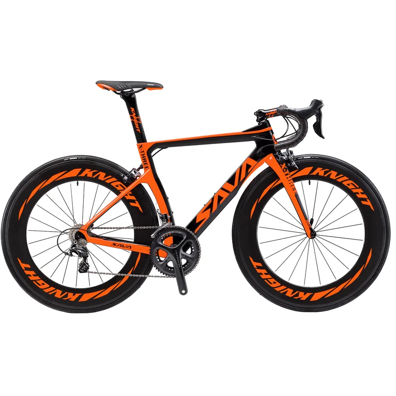88MM Orange SAVA Carbon bike Carbon Road bike Road Bicycle 22 Speed Racing bicycle Full Carbon frame with SHIMANO ULTEGRA UT R8000 Groupsets - Цвет: 88MM Orange