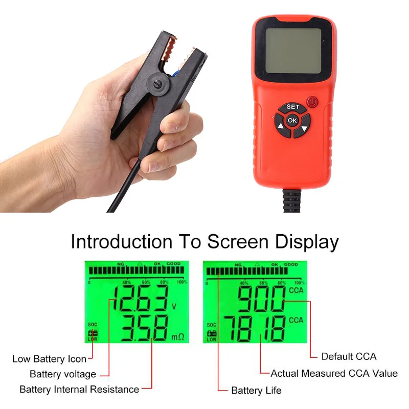 12V автомобильный тестер на батарею ЖК анализатор автоматический напряжения ohm CCA