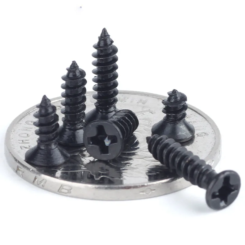 

M1 M1.2 M1.4 M1.5 M1.7 Phillips Cross Recessed Flat Head Self Tapping Screw Metric Thread Countersunk Bolt Steel Black