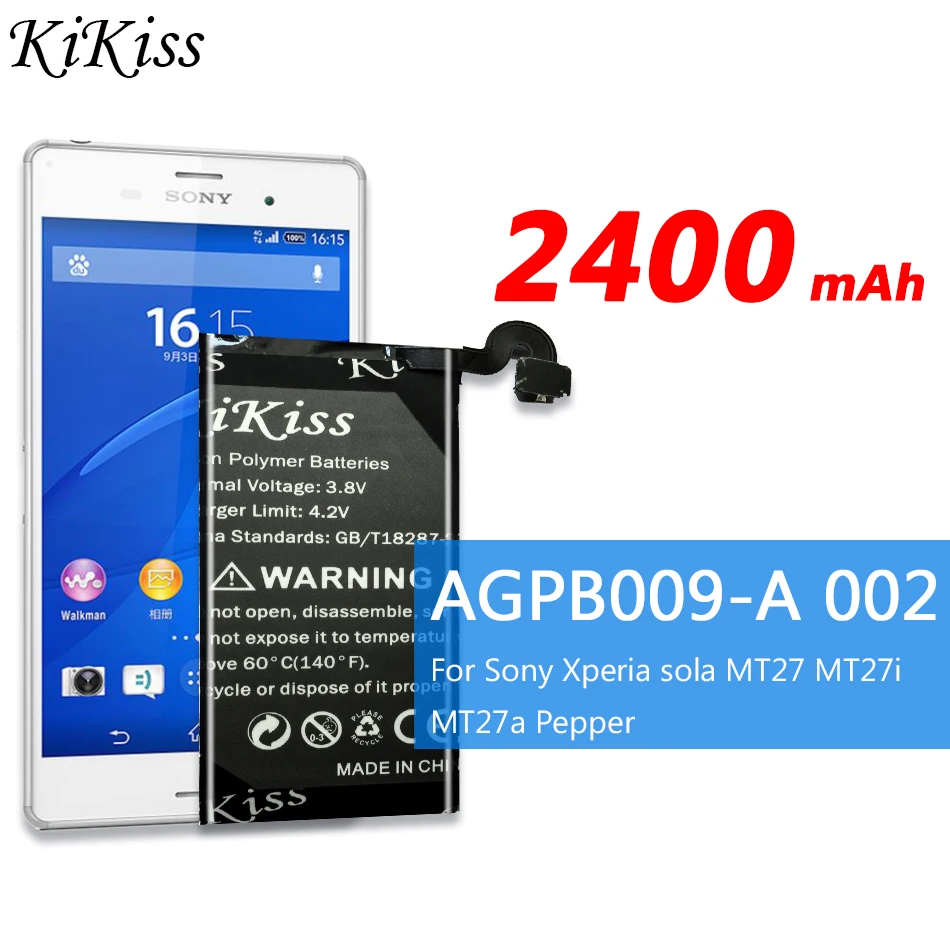 2400 мАч аккумулятор большой мощности для sony Xperia Sola MT27 MT27i MT27a Pepper AGPB009 A002 +