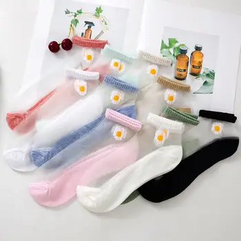 

Sexy Lace Mesh Fishnet Socks Mixed Fiber Transparent Stretch Elasticity Ankle Net Yarn Thin Women Cool Socks 5pair
