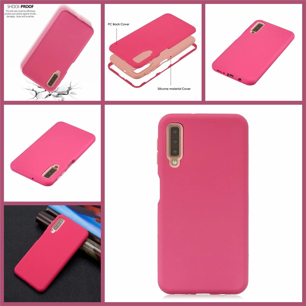 For Samsung Galaxy A7 (2018) A750 Case Silicone PC Slim Fit Dual Layer Phone Back 3 in 1 Anti-Scratch Shockproof Protective |