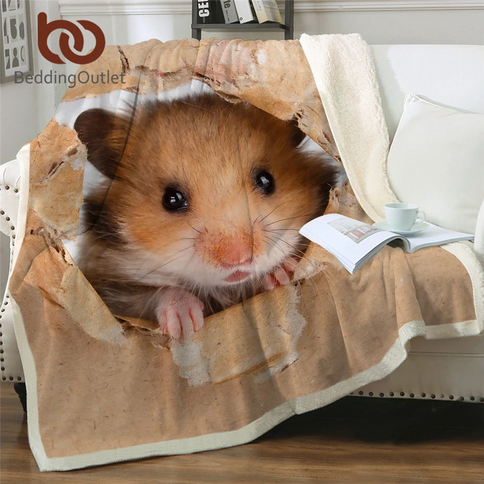 Beddingoutlet Hamster Decke Papierartigen Druck Benutzerdefinierte Decke 3d Lebendige Braune Maus Sherpa Blanket Schone Tier Plusch Bettwasche Blankets Aliexpress