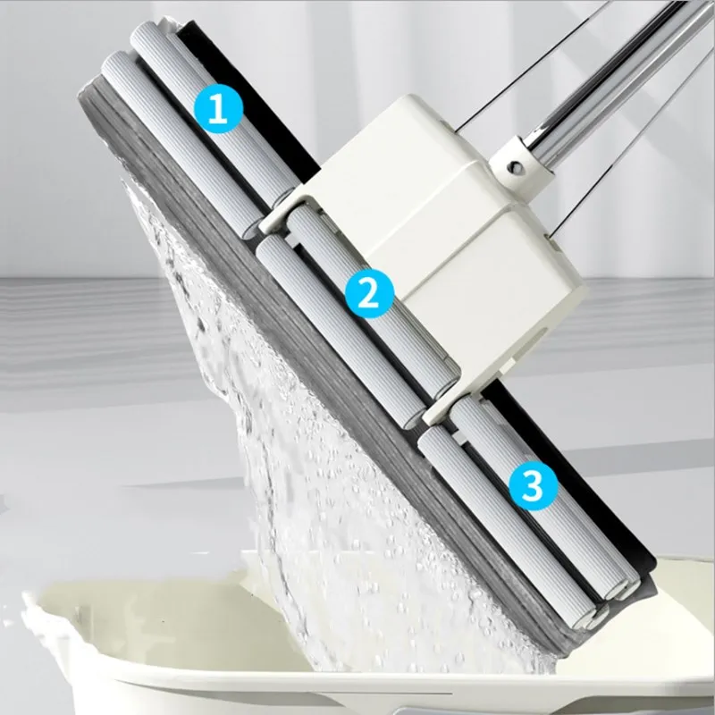 Sponge Mop Head Household Hand-free Washing Absorbent Mop Oversized Roller Type Cotton Mop Ceramic Tiles Floor Cleaning